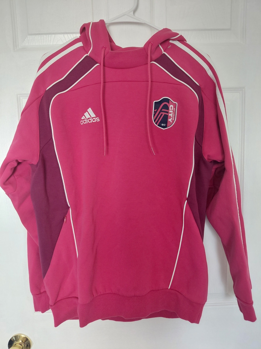 Adidas St. Louis City SC 2025 Travel Pullover Hoodie Pink MLS Size Medium NWOT